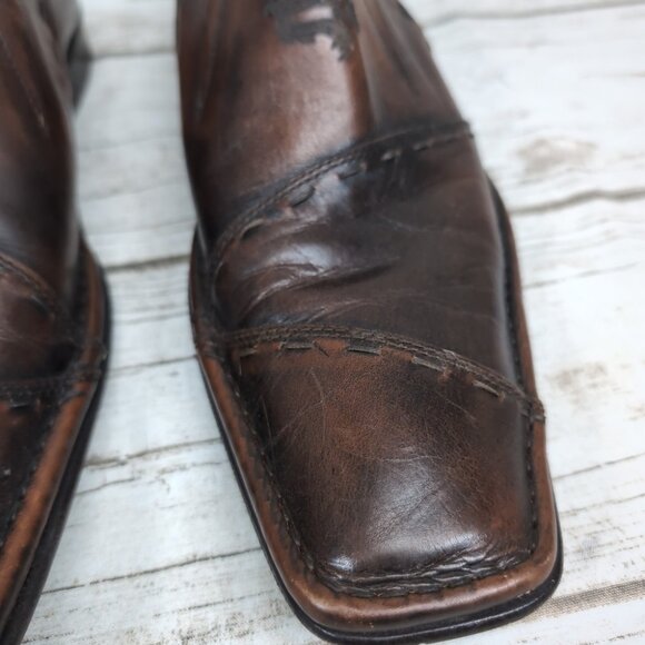 Mark Nason Rock Never Dies Distressed Brown Square Toe Loafers Size 10 main image 7